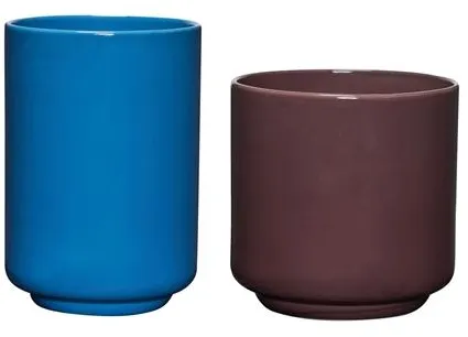 Hübsch Deux Potte Set i 2 Rödbrun/Blå