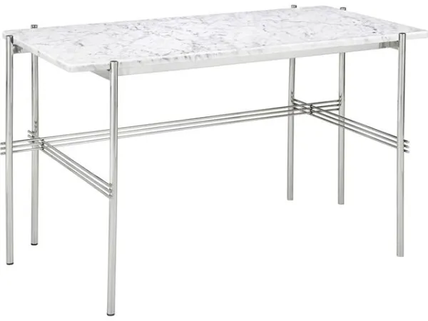 GUBI TS Skrivbord 120x60 Polerat Stål/Vit Carrara Marmor