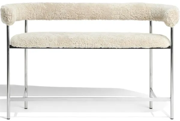 Møbel Copenhagen Font Bar Sofa 75 cm Fårskinn Oyster/Polerad stålkonstruktion